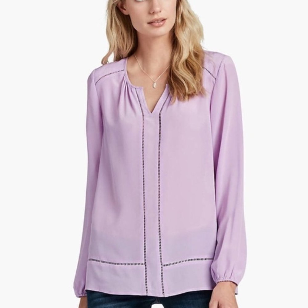 Lucky Brand Lavender 100% Silk V-Neck Blouse